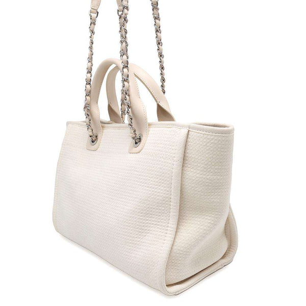 CHANEL Sac Tote Deauville à Chaîne Ivory