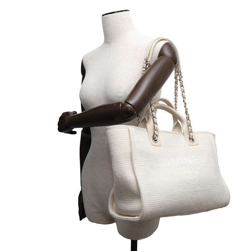 CHANEL Sac Tote Deauville à Chaîne Ivory