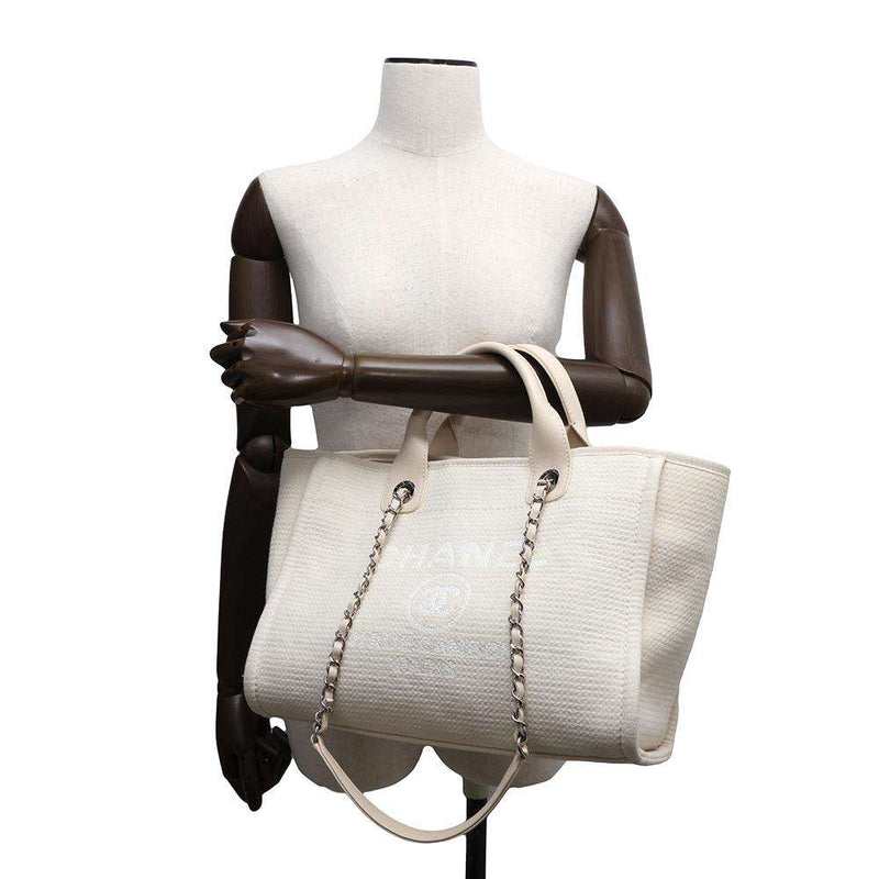 CHANEL Sac Tote Deauville à Chaîne Ivory