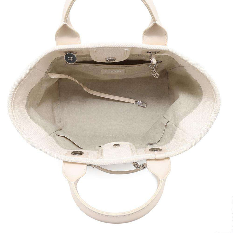 CHANEL Sac Tote Deauville à Chaîne Ivory